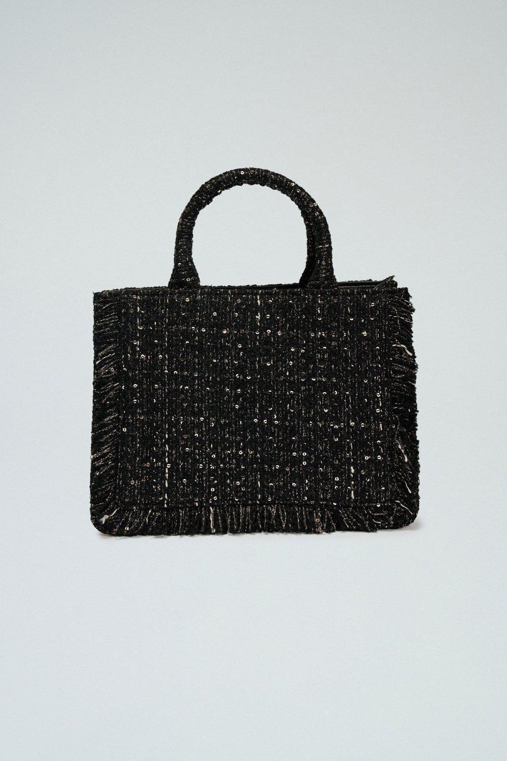 Totebag With Tweed, Black, large image number 3