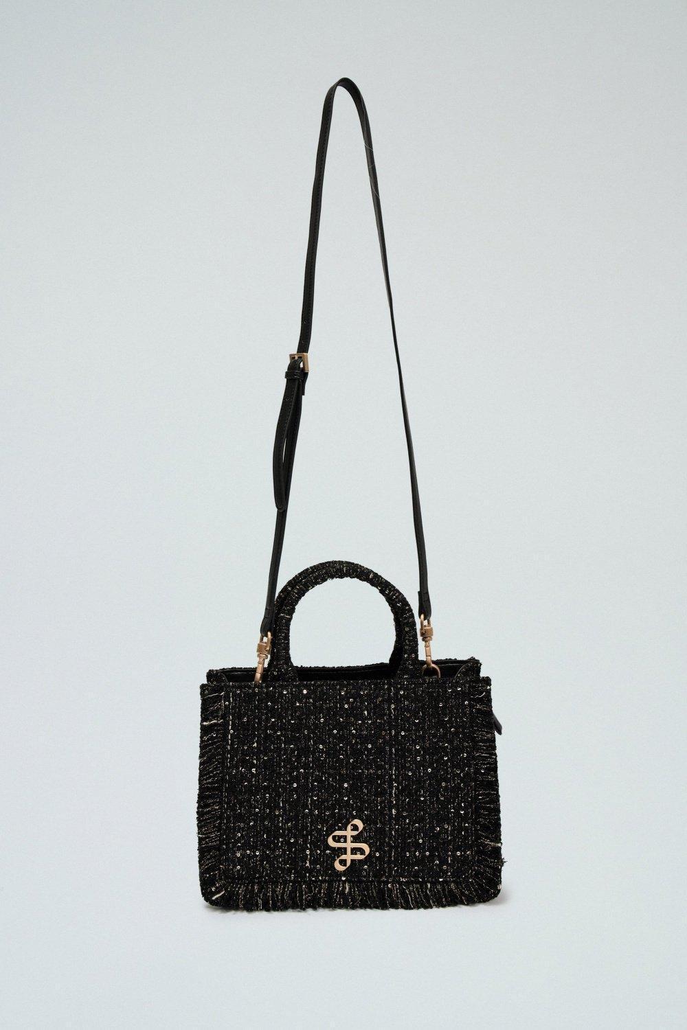 Totebag With Tweed, Black, large image number 4