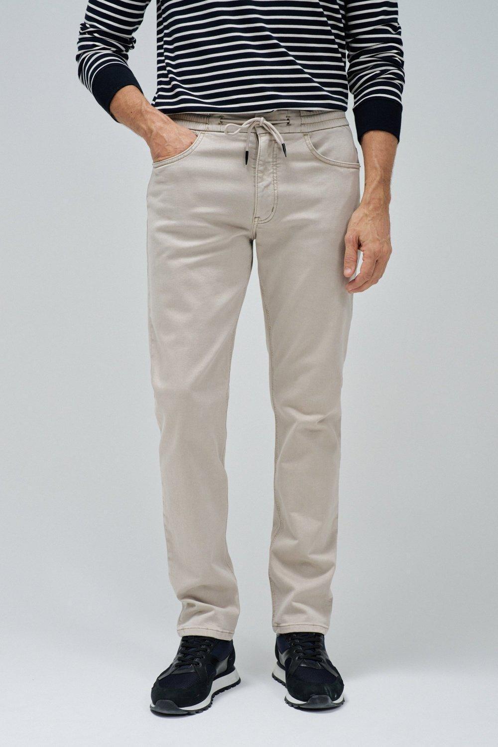 Beige Striped Jersey Joggers, , large image number 0