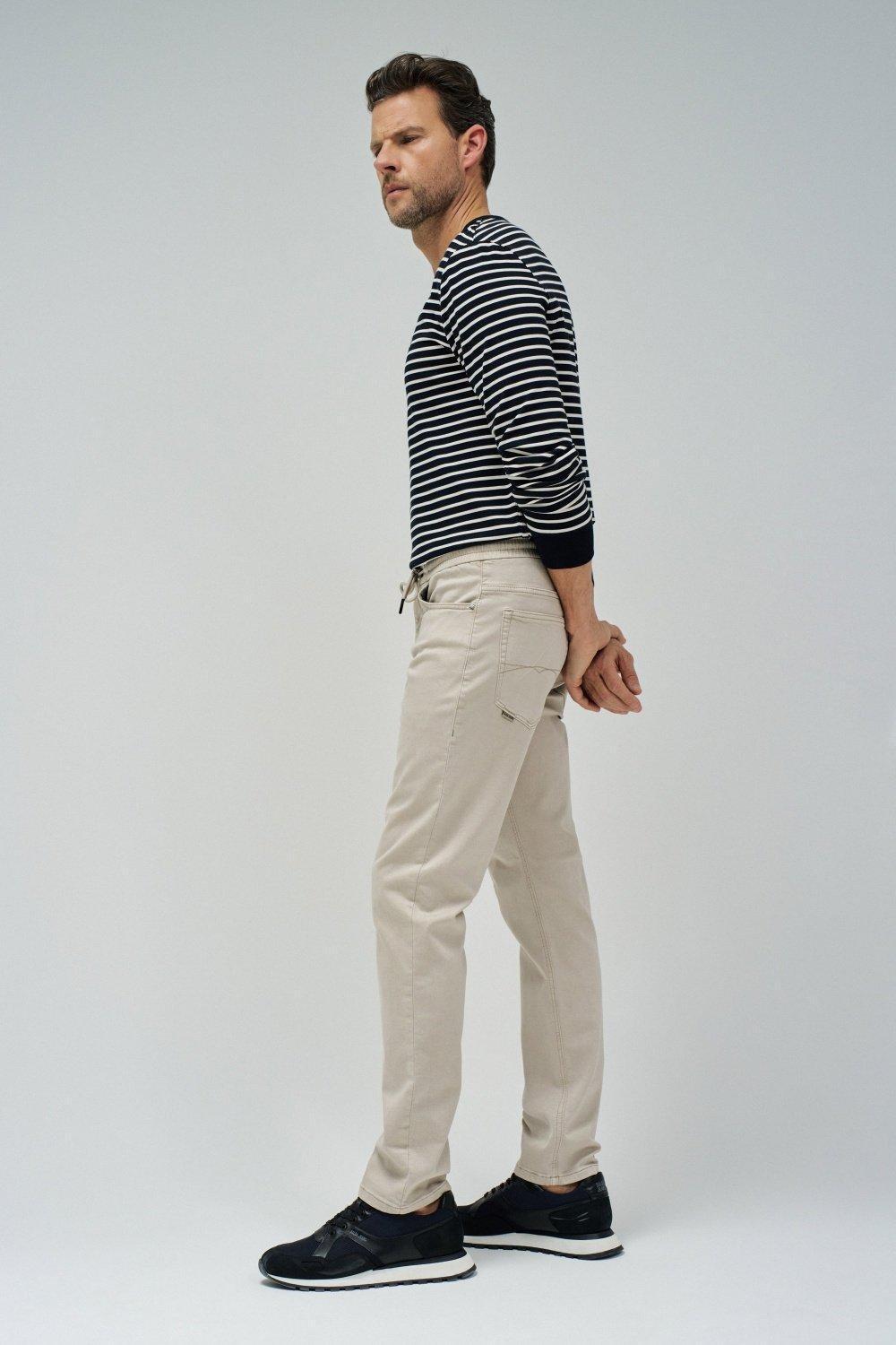 Beige Striped Jersey Joggers, , large image number 2