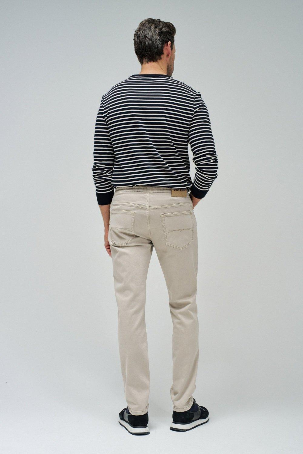 Beige Striped Jersey Joggers, , large image number 3
