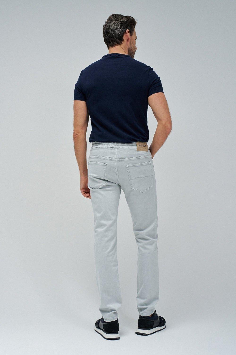 GRAY Plain Tapered Joggers, , large image number 4