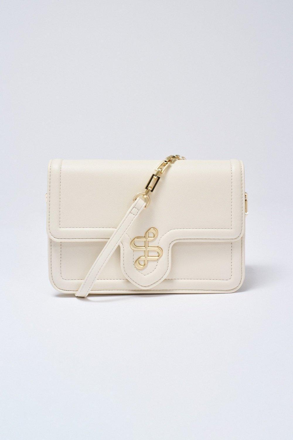 Leather Crossbody Bag, Beige, large image number 0