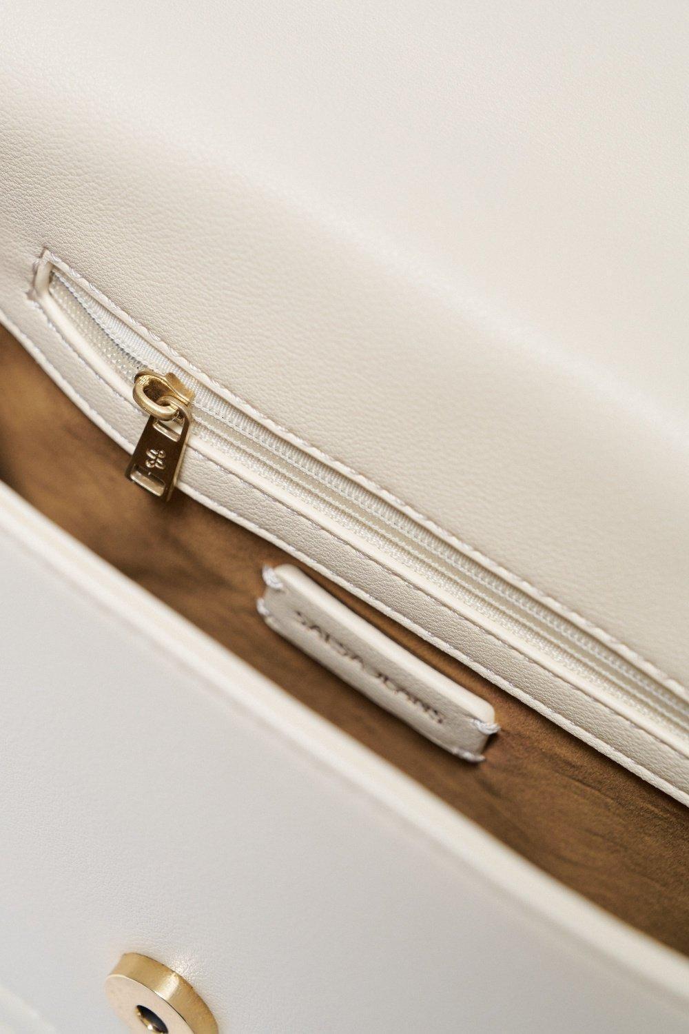 Leather Crossbody Bag, Beige, large image number 1