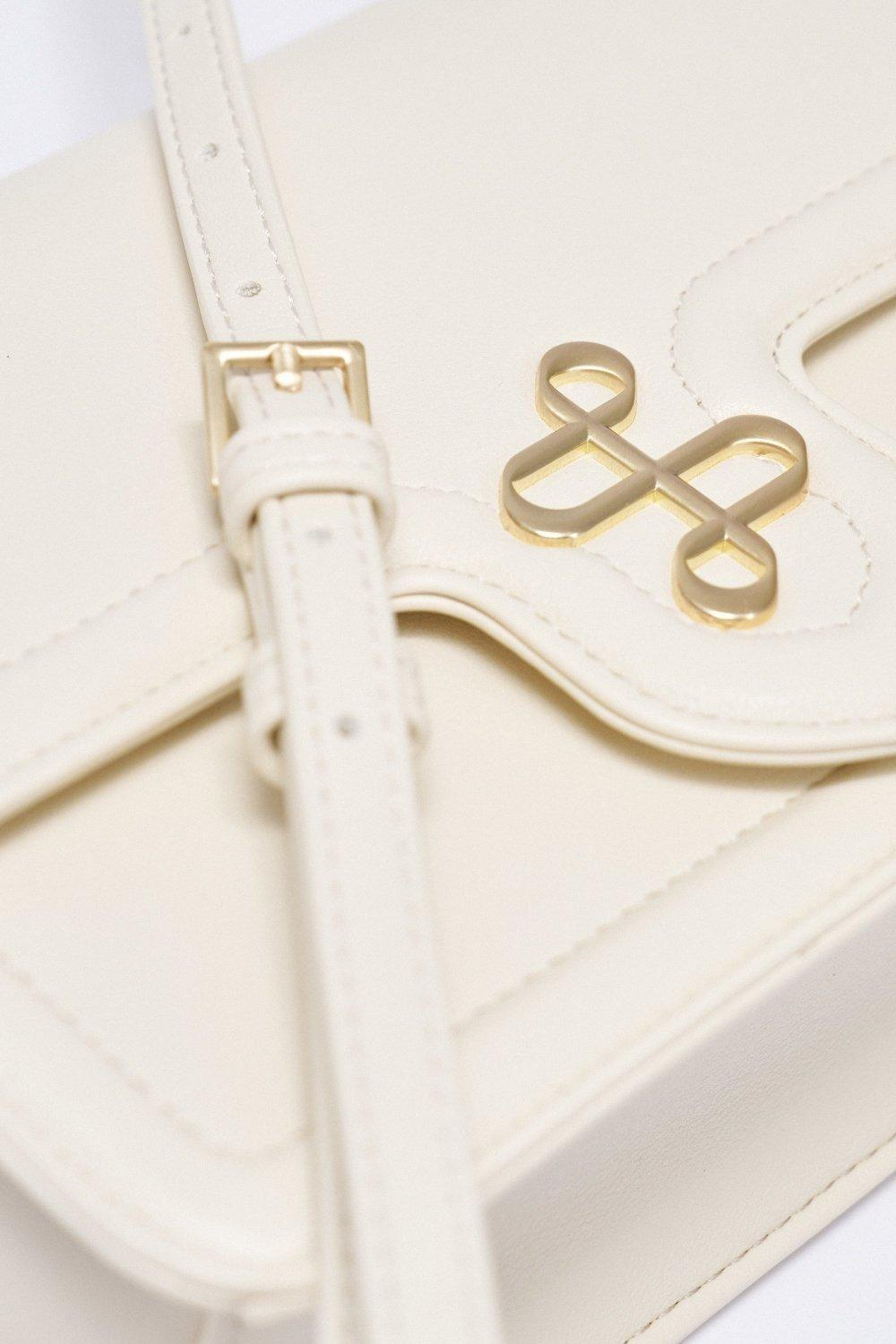 Leather Crossbody Bag, Beige, large image number 4