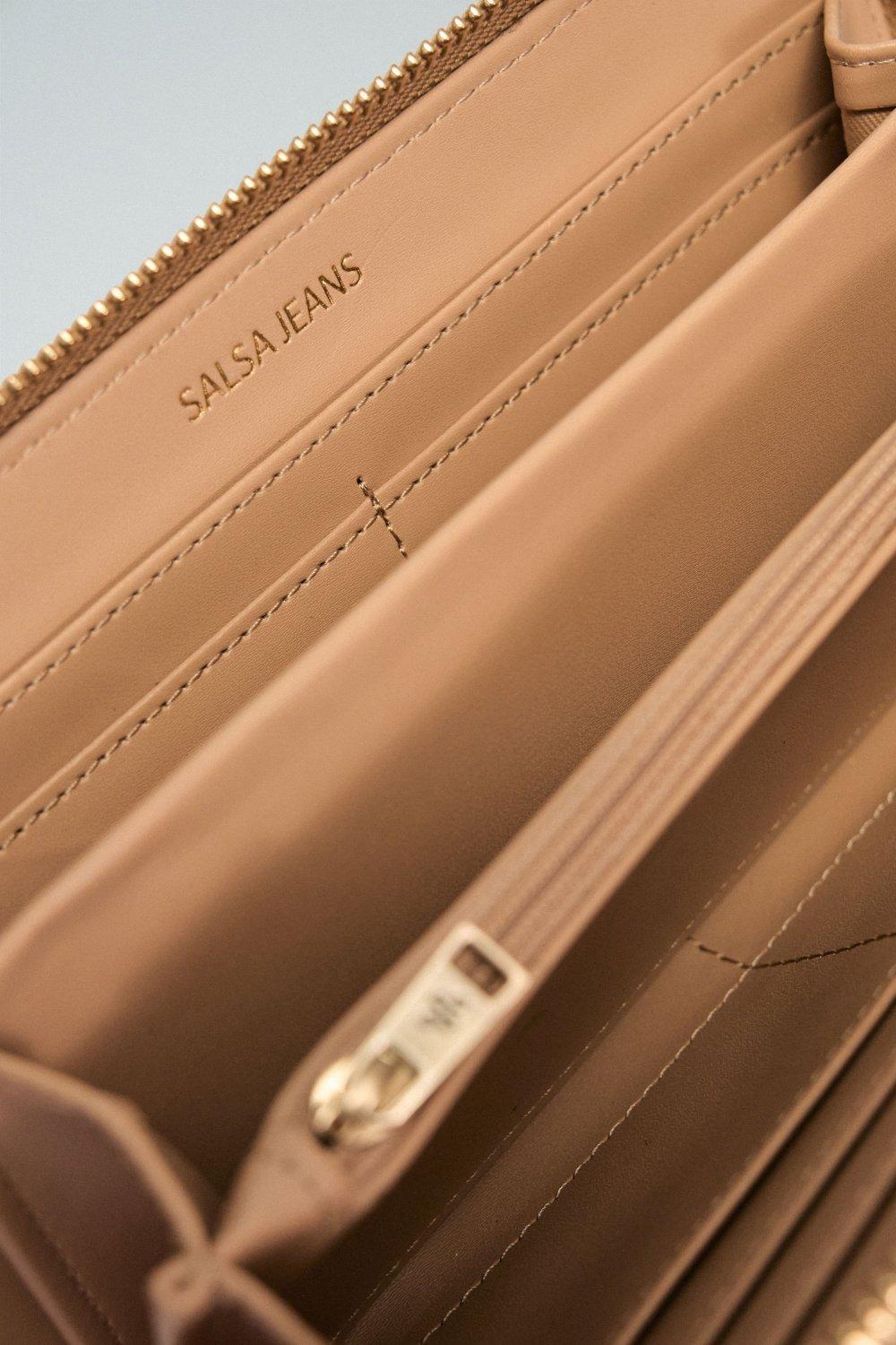 Quilted Wallet, Brown, medium