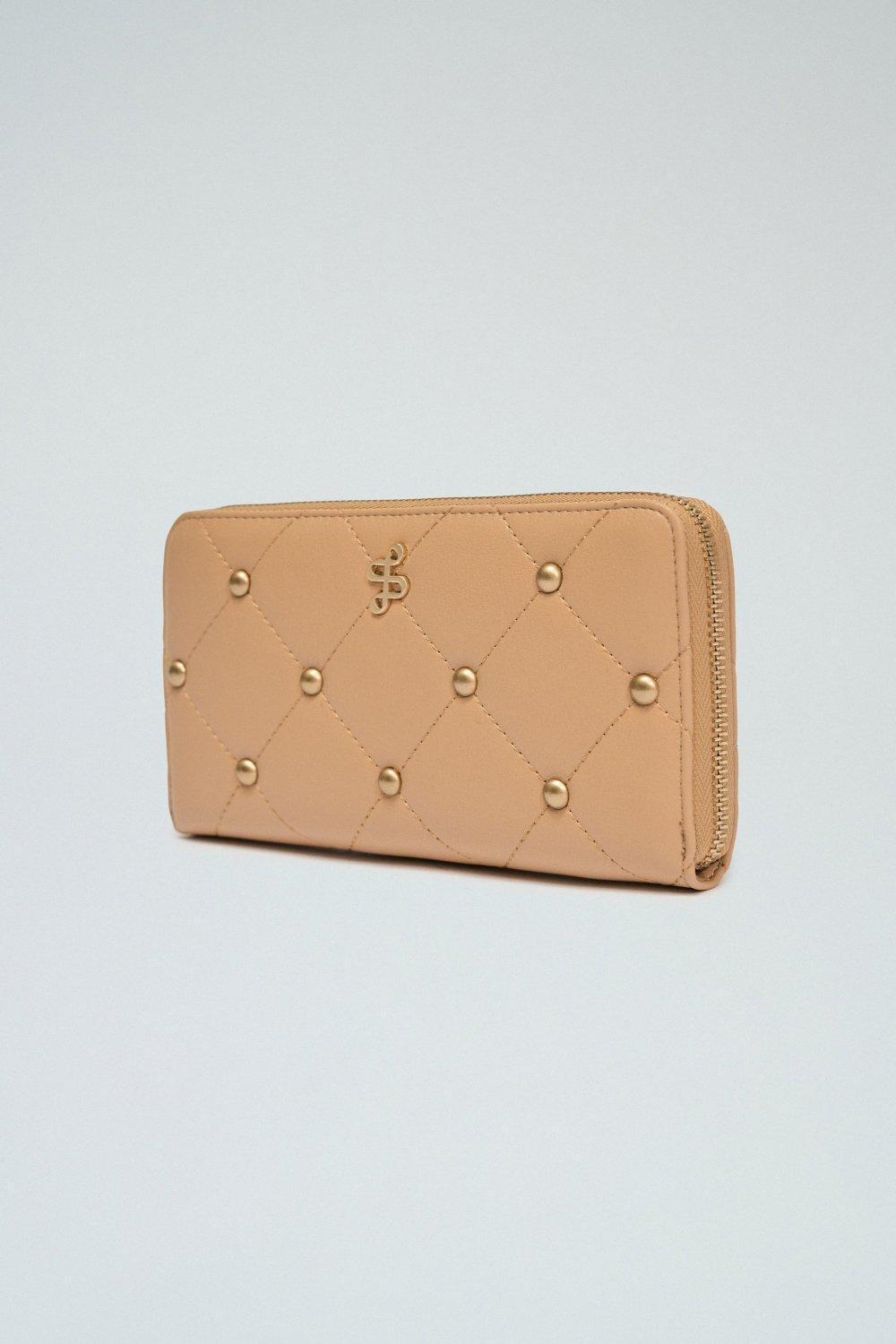 Quilted Wallet, Brown, medium