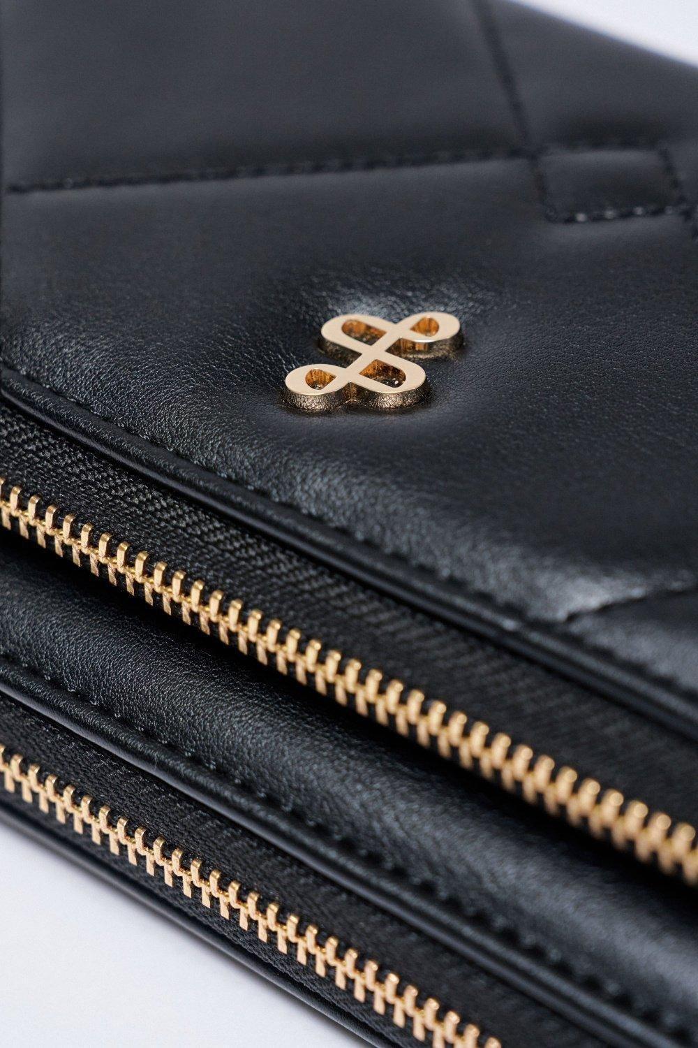 Leather Crossbody Bag, Black, large image number 4