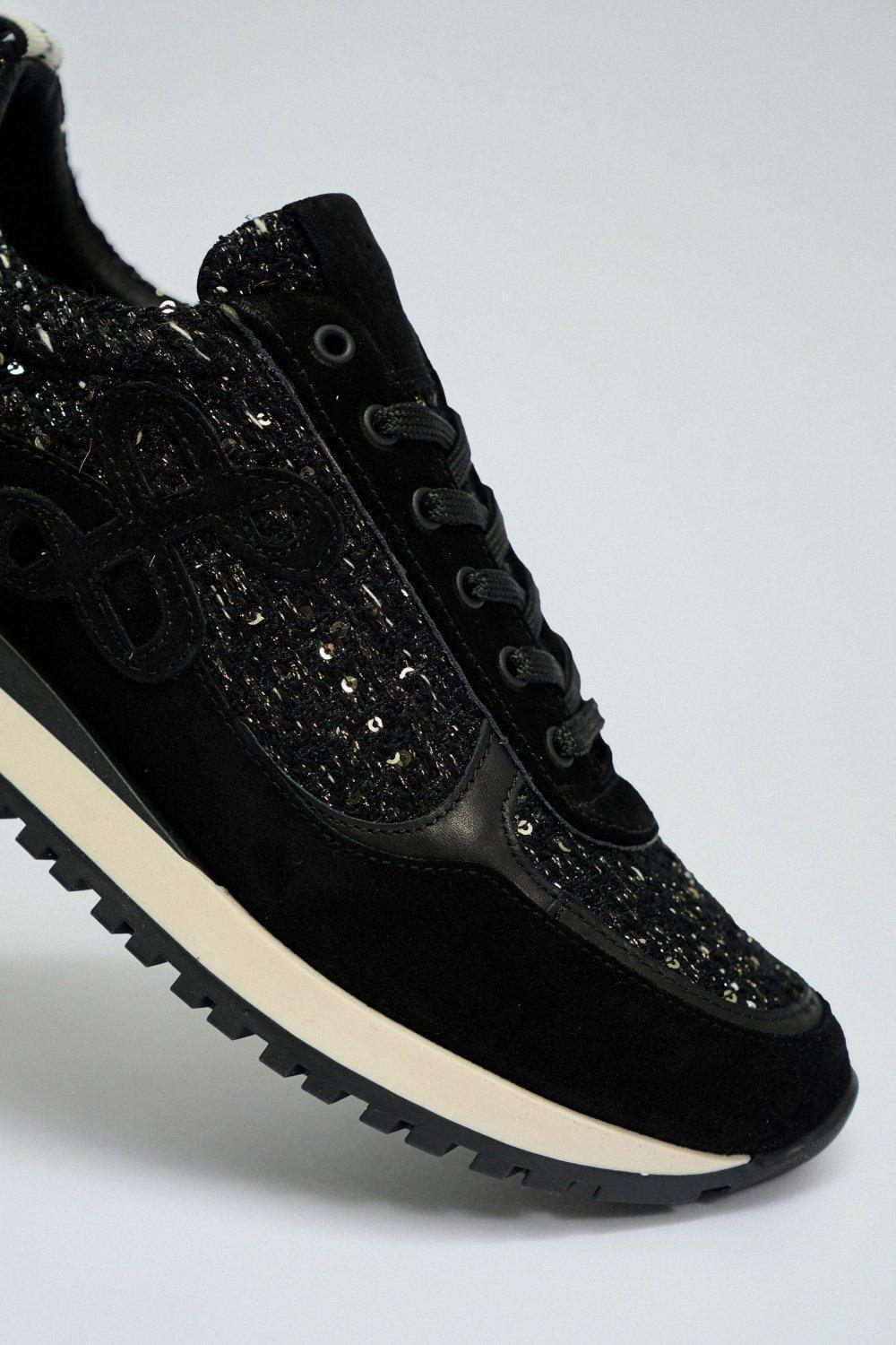 Black Lace-Up Sneakers, , large image number 1