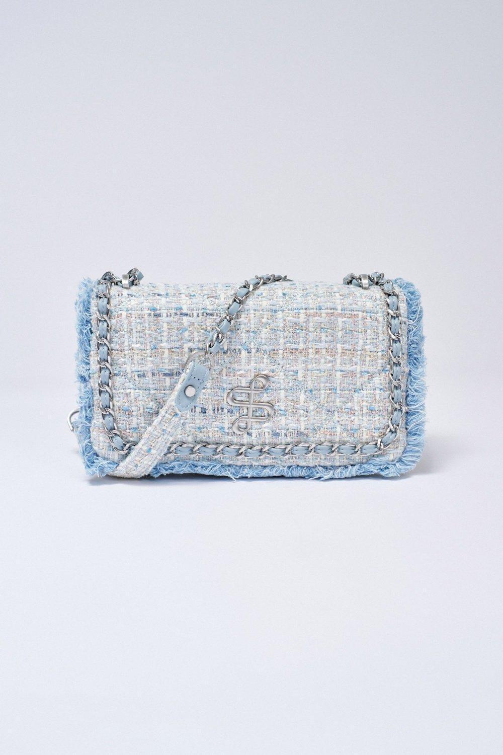 Blue Handmade Fringe Crossbody Bag, 2101_810, large image number 0