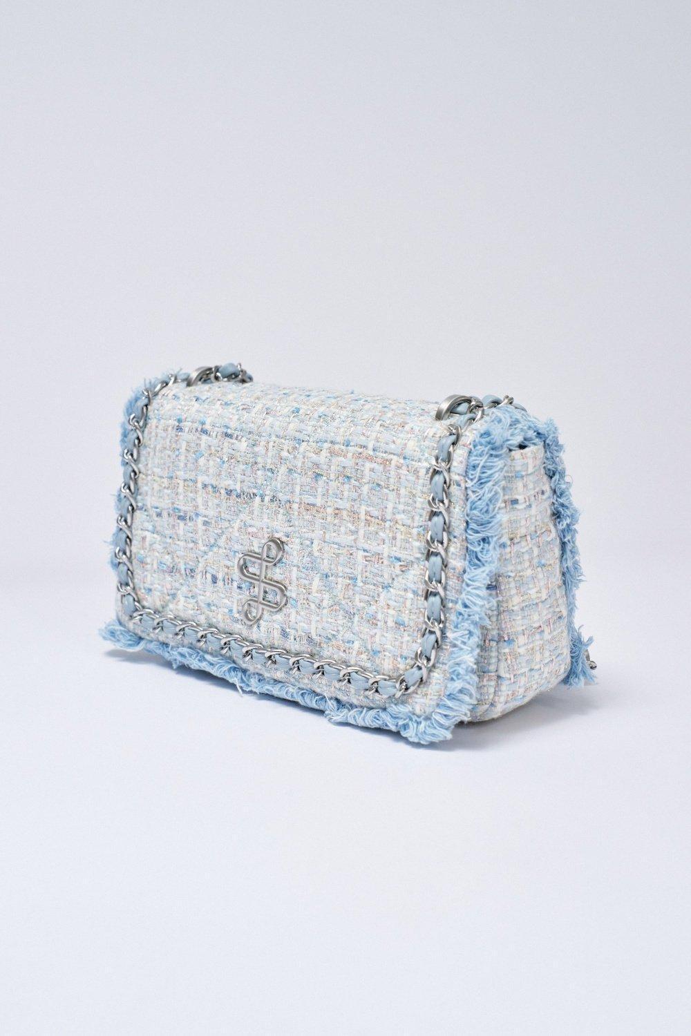 Blue Handmade Fringe Crossbody Bag, 2101_810, large image number 2