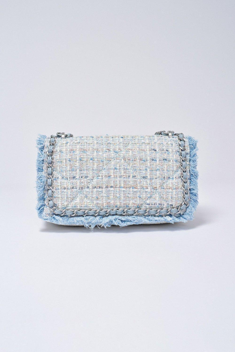 Blue Handmade Fringe Crossbody Bag, 2101_810, large image number 3