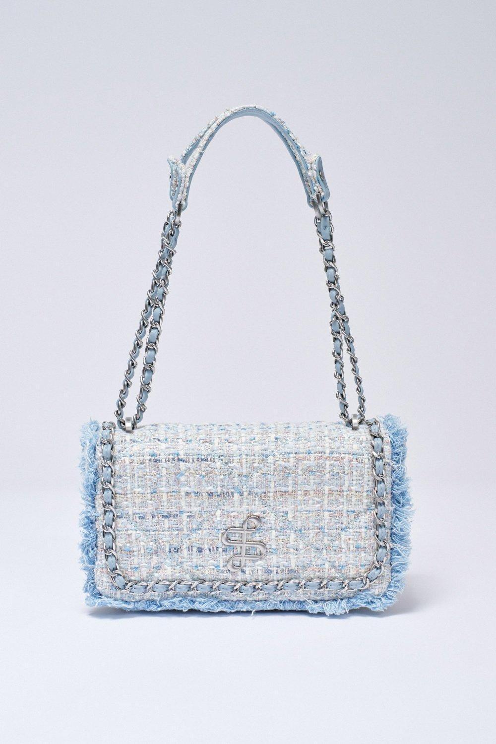 Tweed Crossbody Bag, Blue, large image number 4