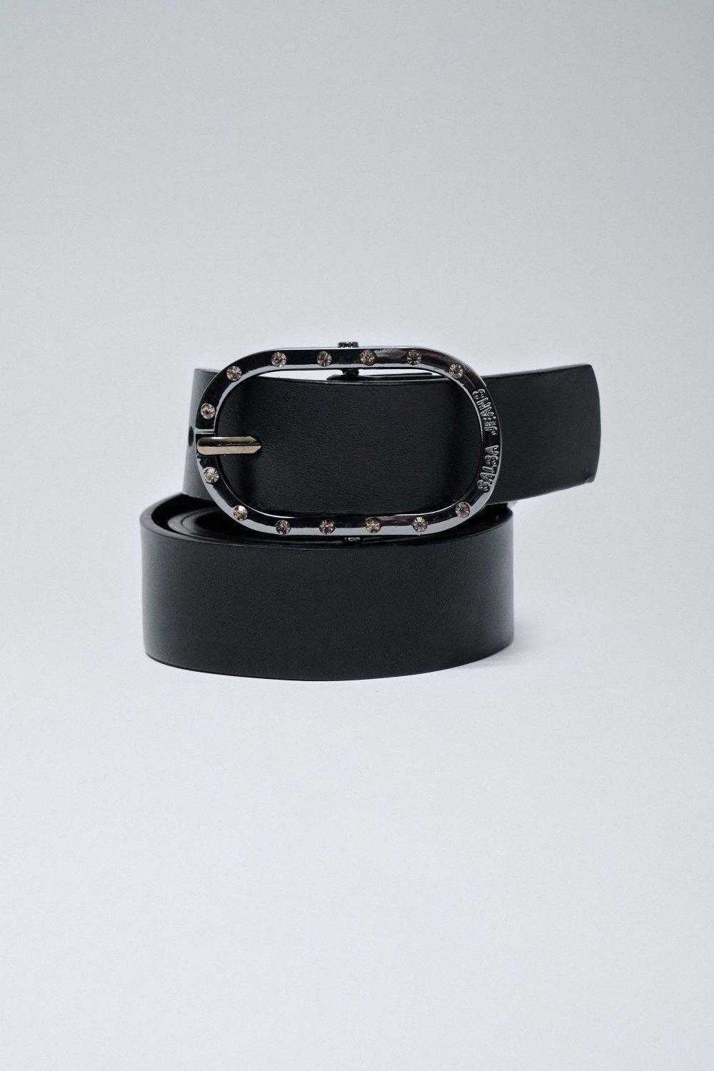 Black Engraved Logo Buckle Belt, , large image number 2