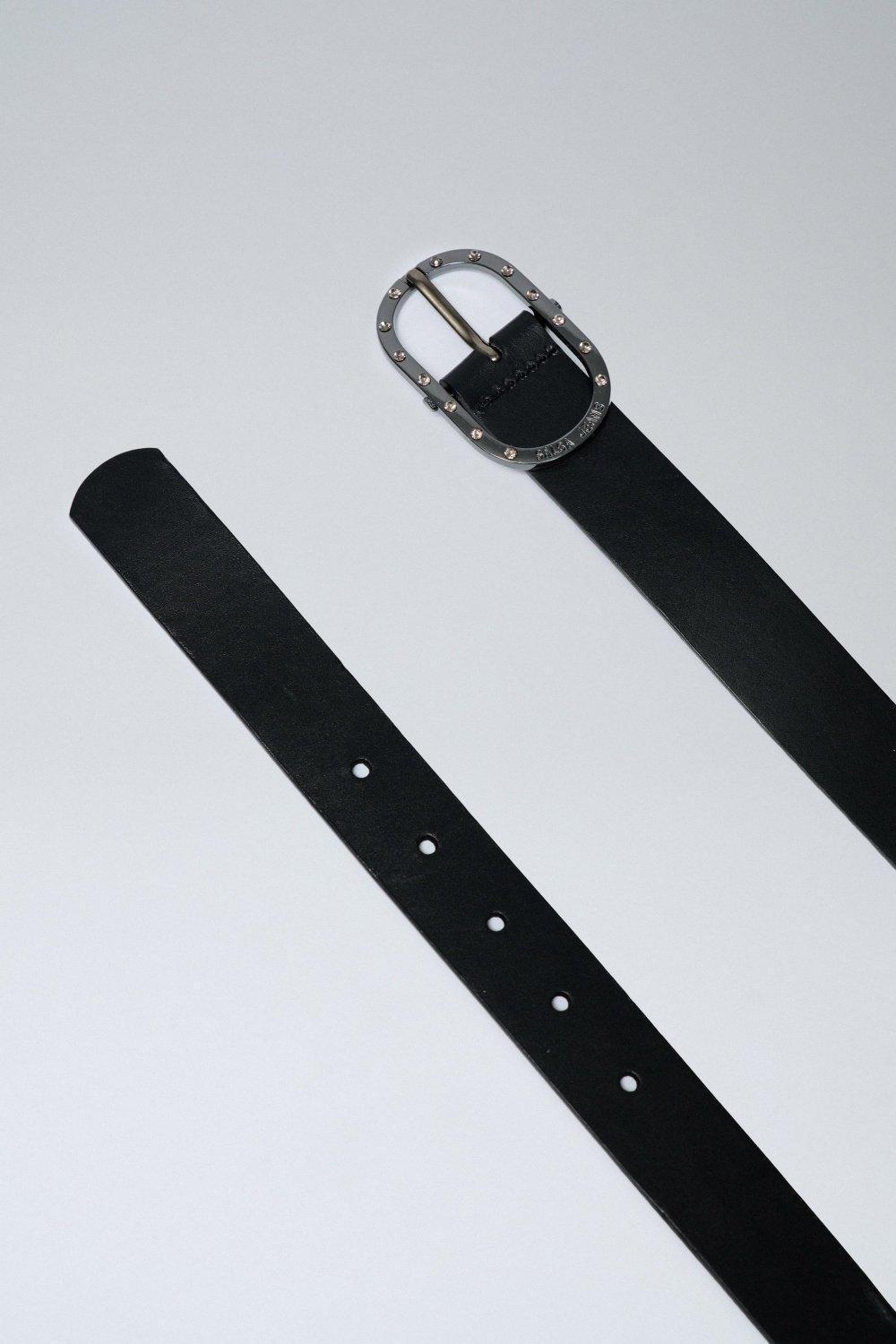 Black Engraved Logo Buckle Belt, , large image number 4