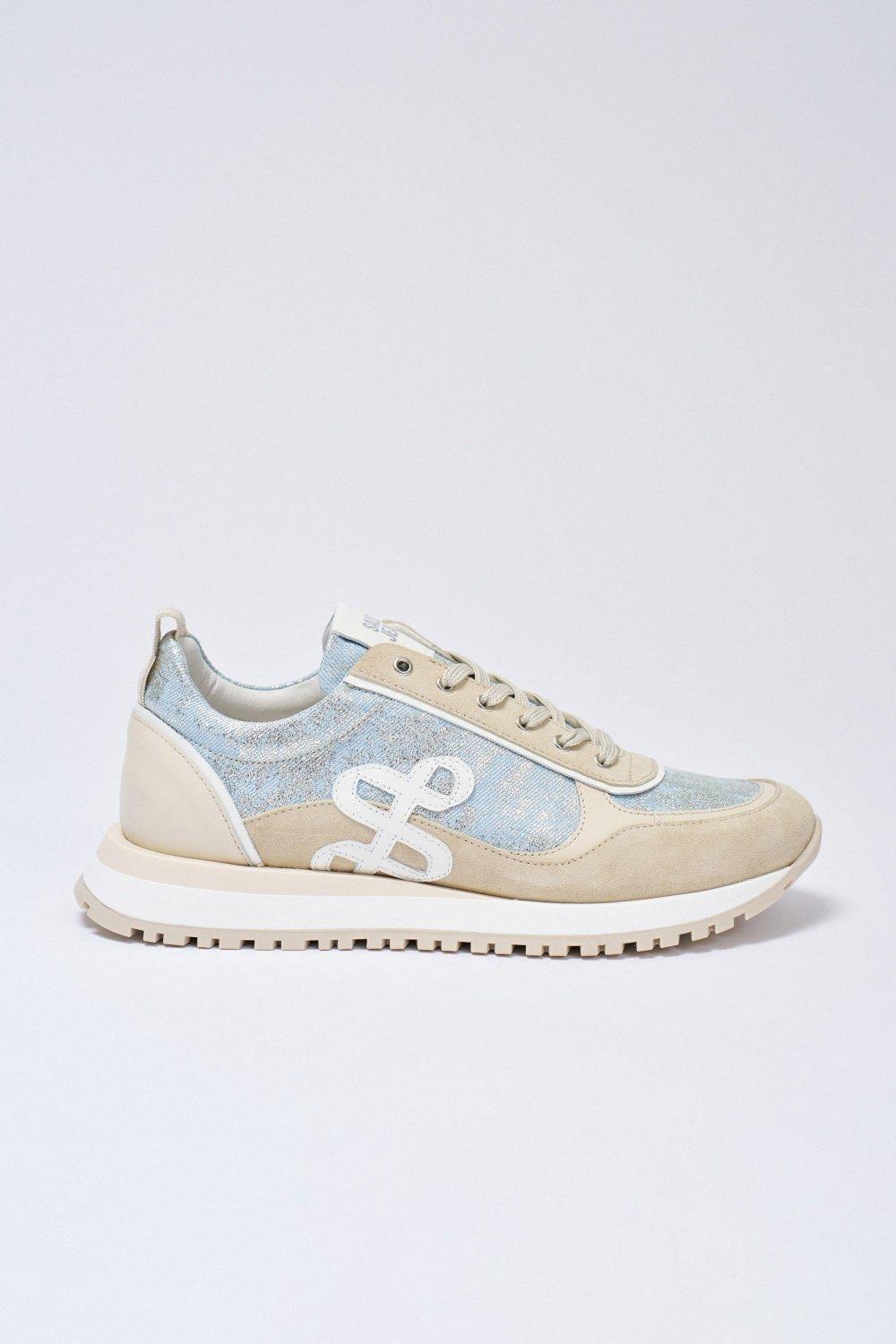 Beige Lace-Up Trainers, , medium