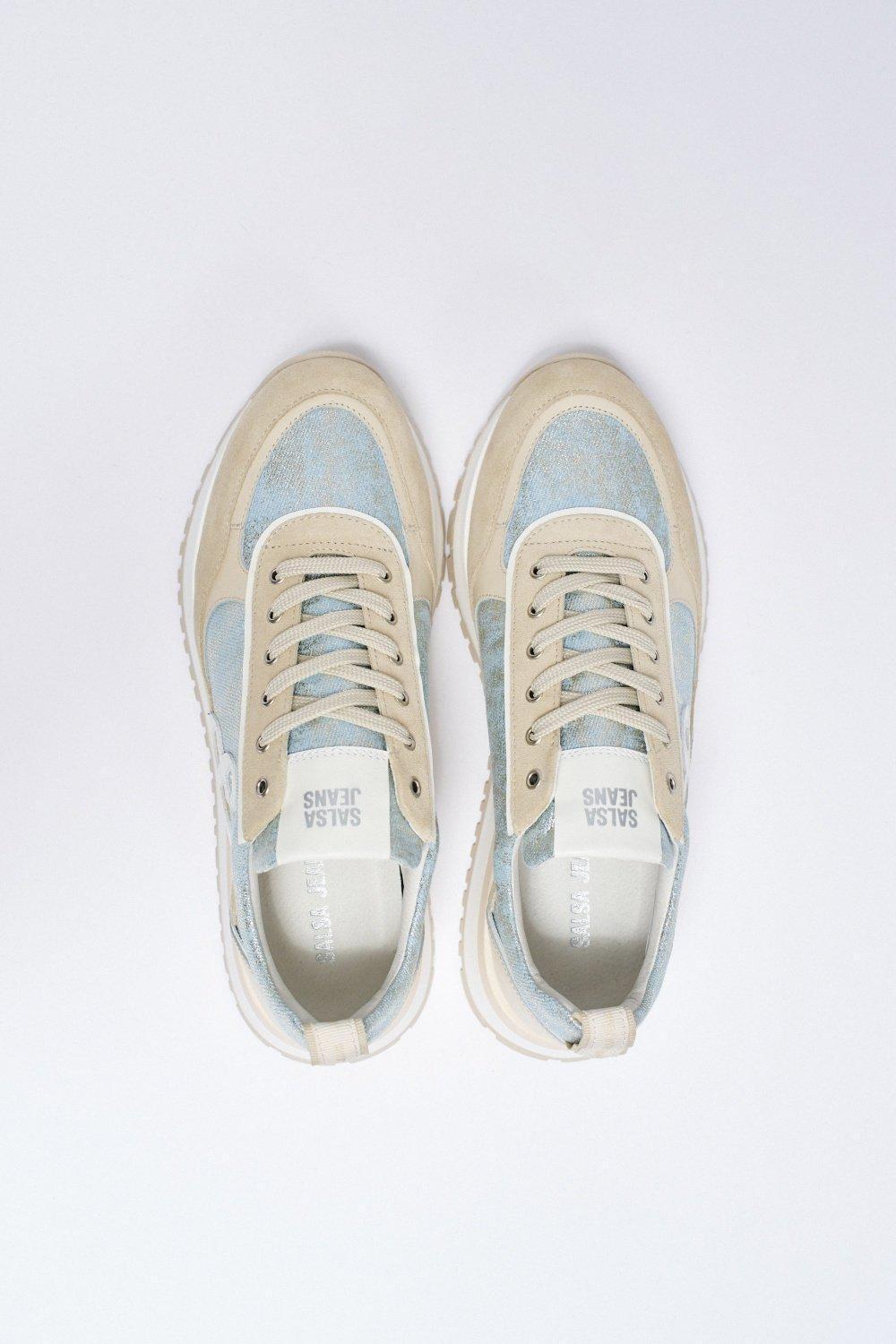 Beige Lace-Up Trainers, , large image number 3