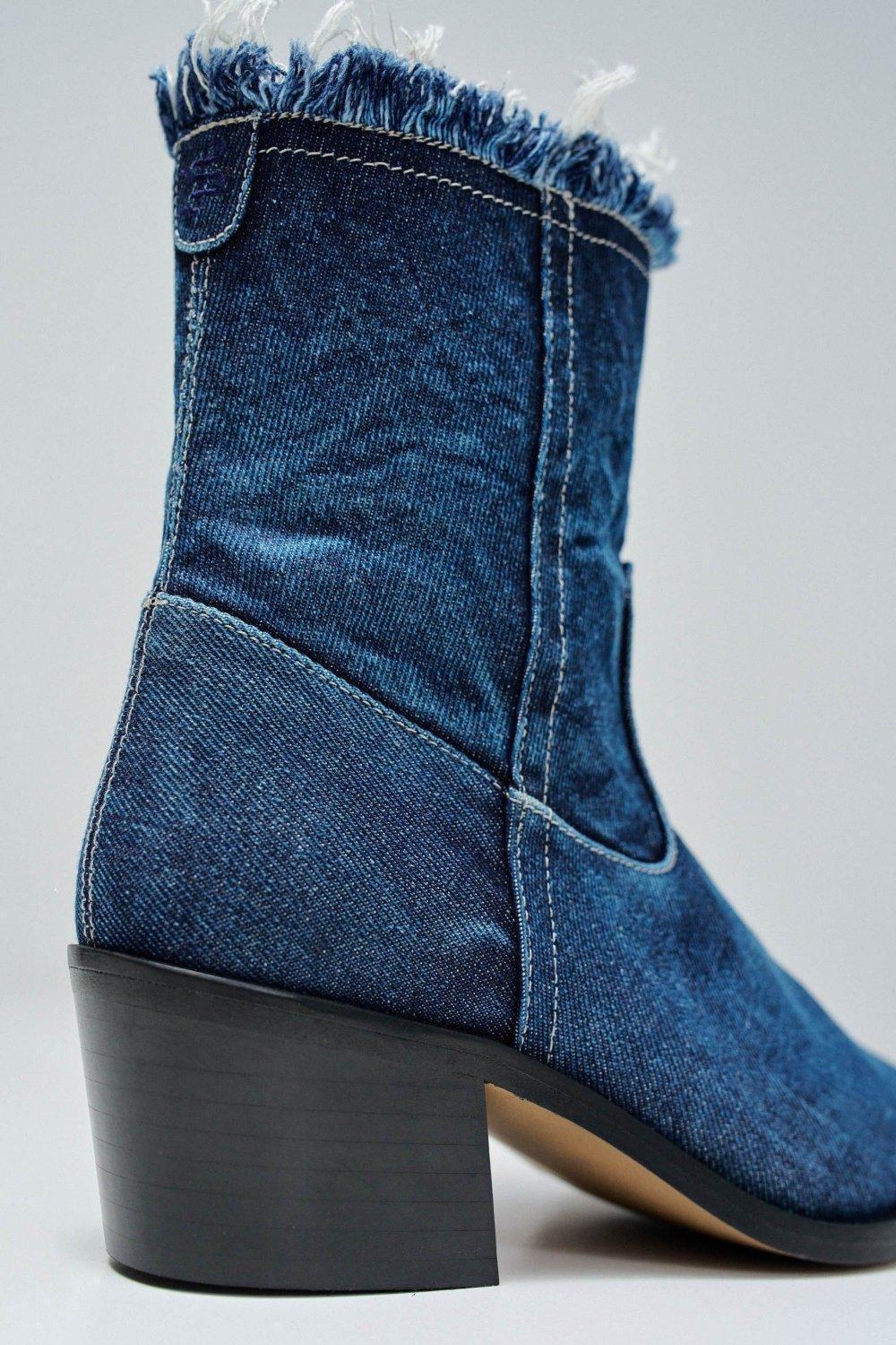 Denim Boots, Blue, medium