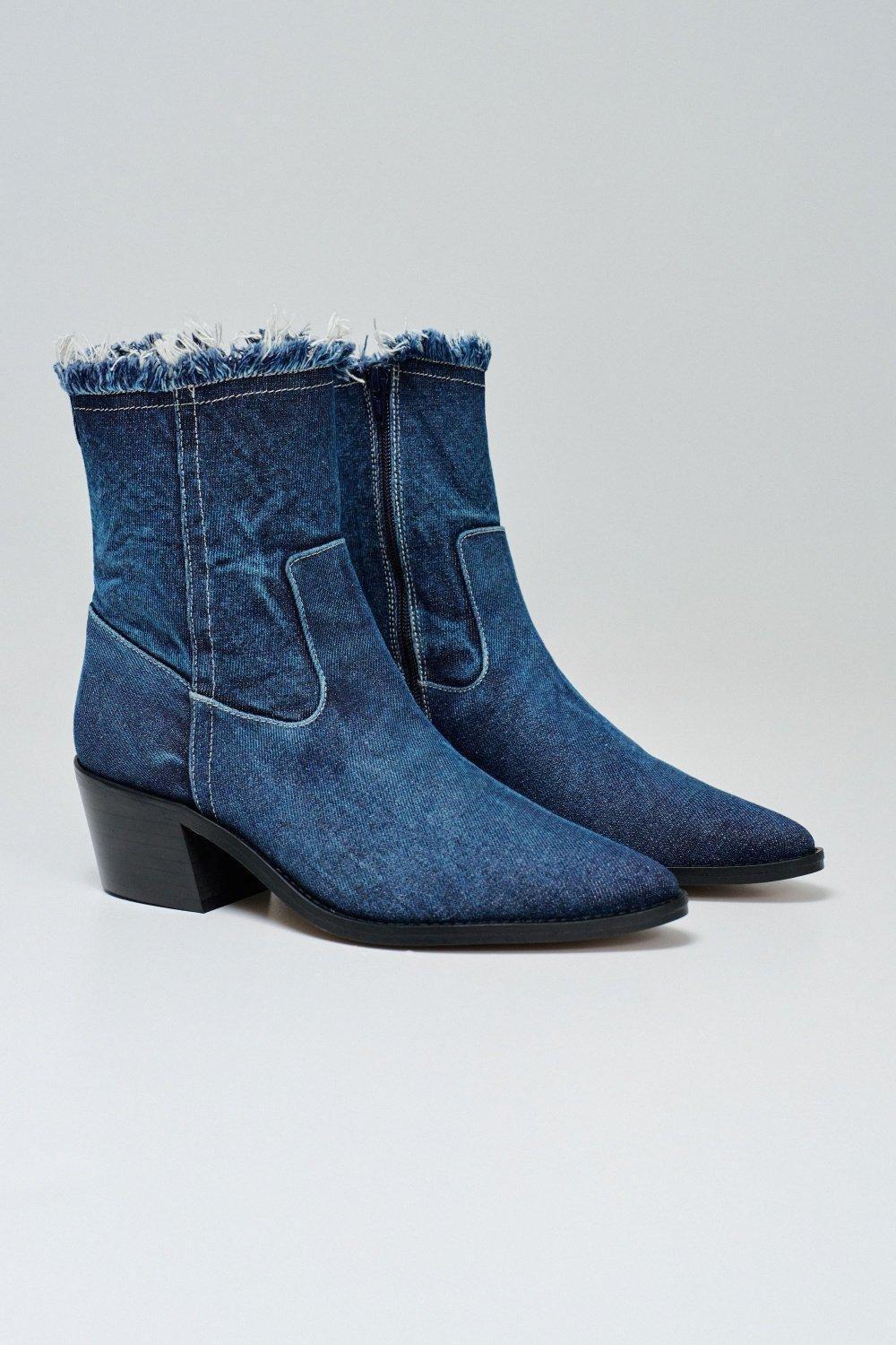 Denim Boots, Blue, medium