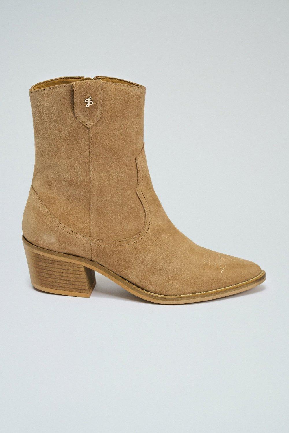 Leather Cowboy Style Boots, Brown, large image number 0