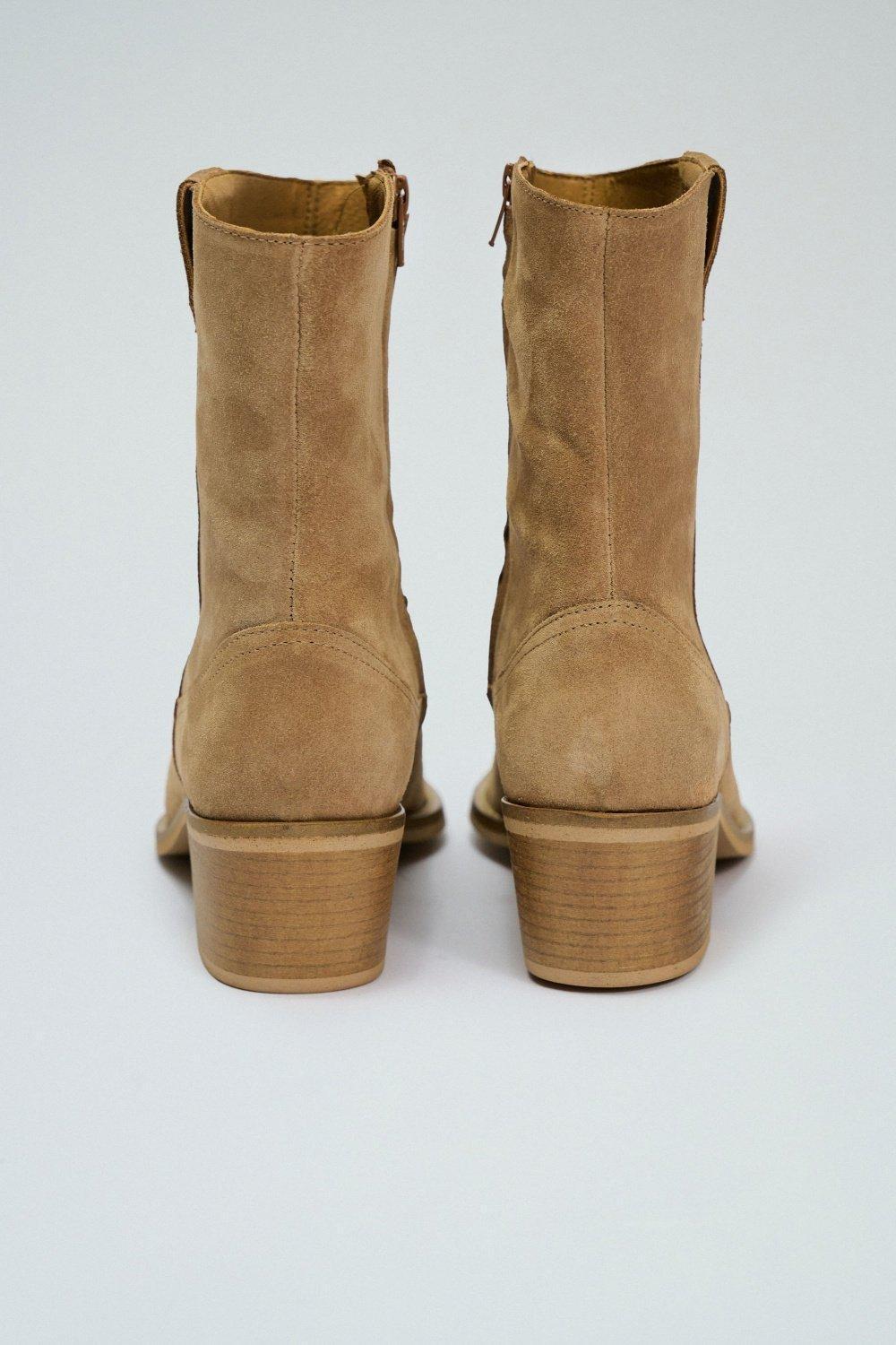 Leather Cowboy Style Boots, Brown, large image number 4