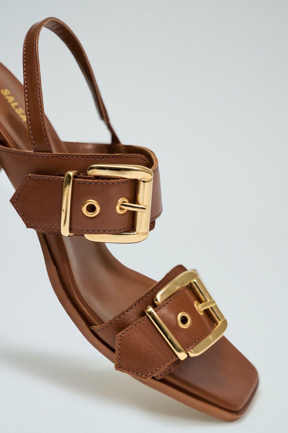 Lether Sandals, Brown, large image number 1