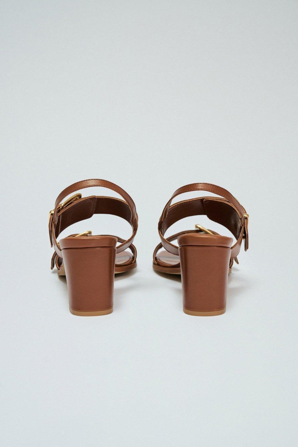 Lether Sandals, Brown, large image number 4