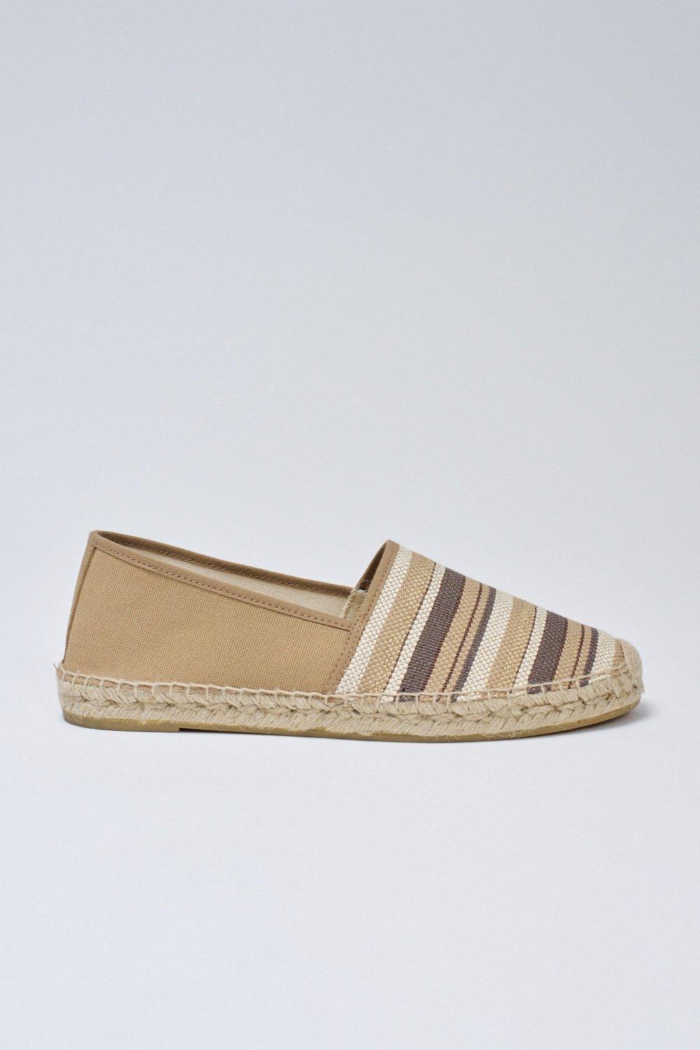 Espadrilles With Stripes, Cream, medium