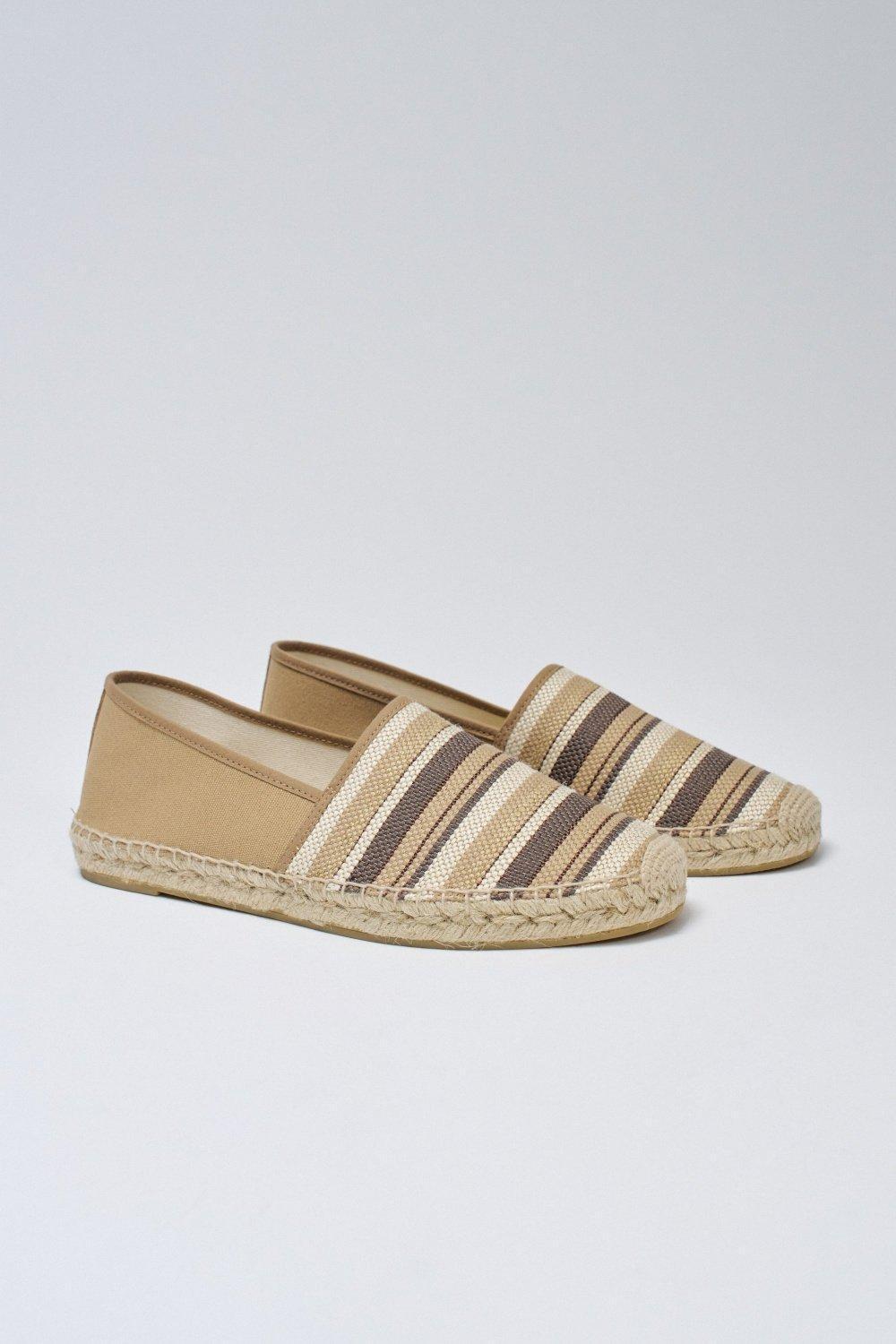 Espadrilles With Stripes, Cream, medium