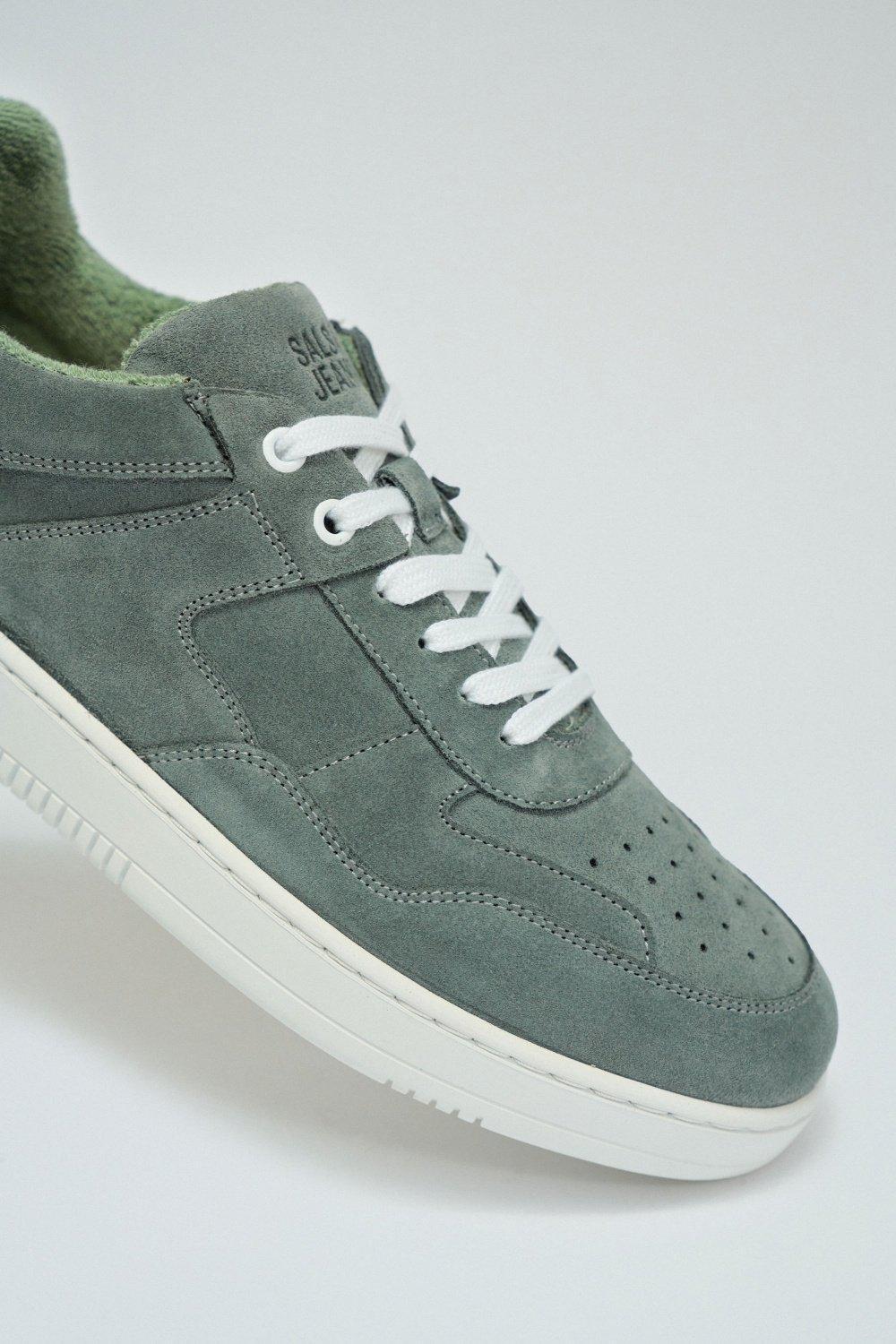 Green Leather Trainers, , large image number 1