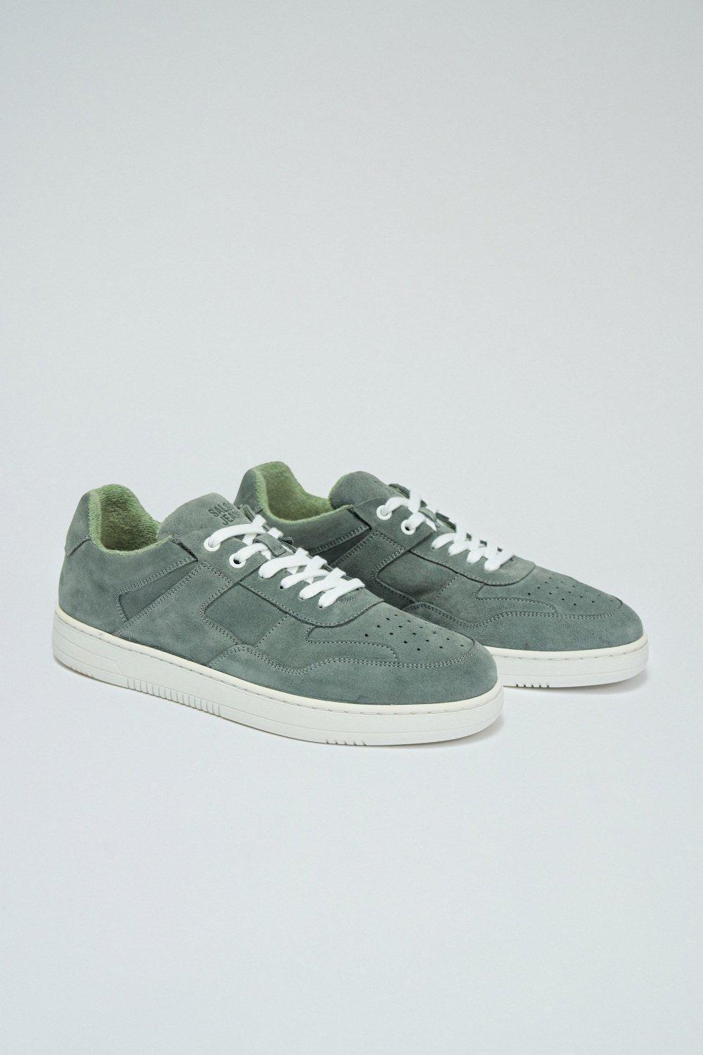 Leather Trainers, Green, medium