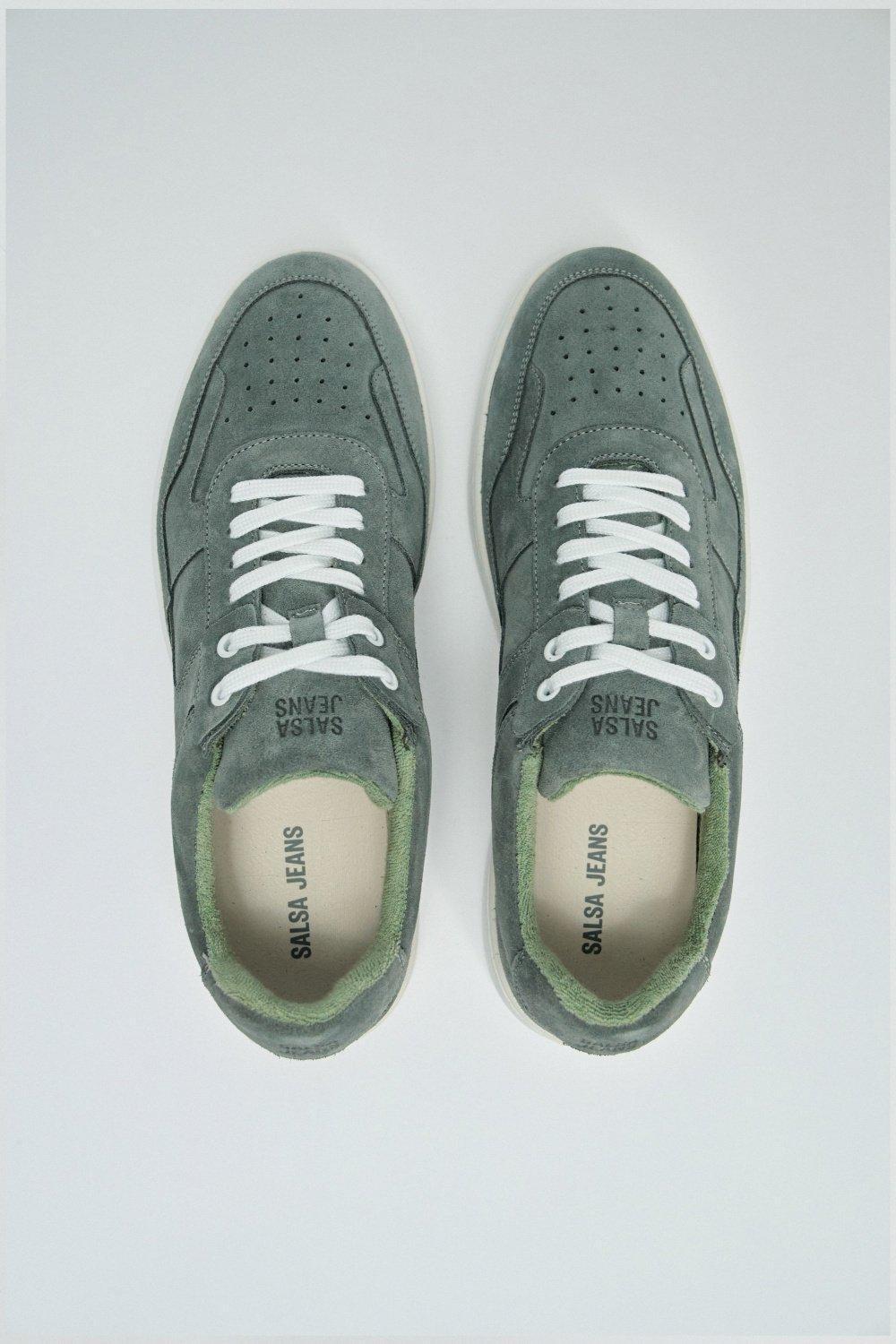 Leather Trainers, Green, large image number 3