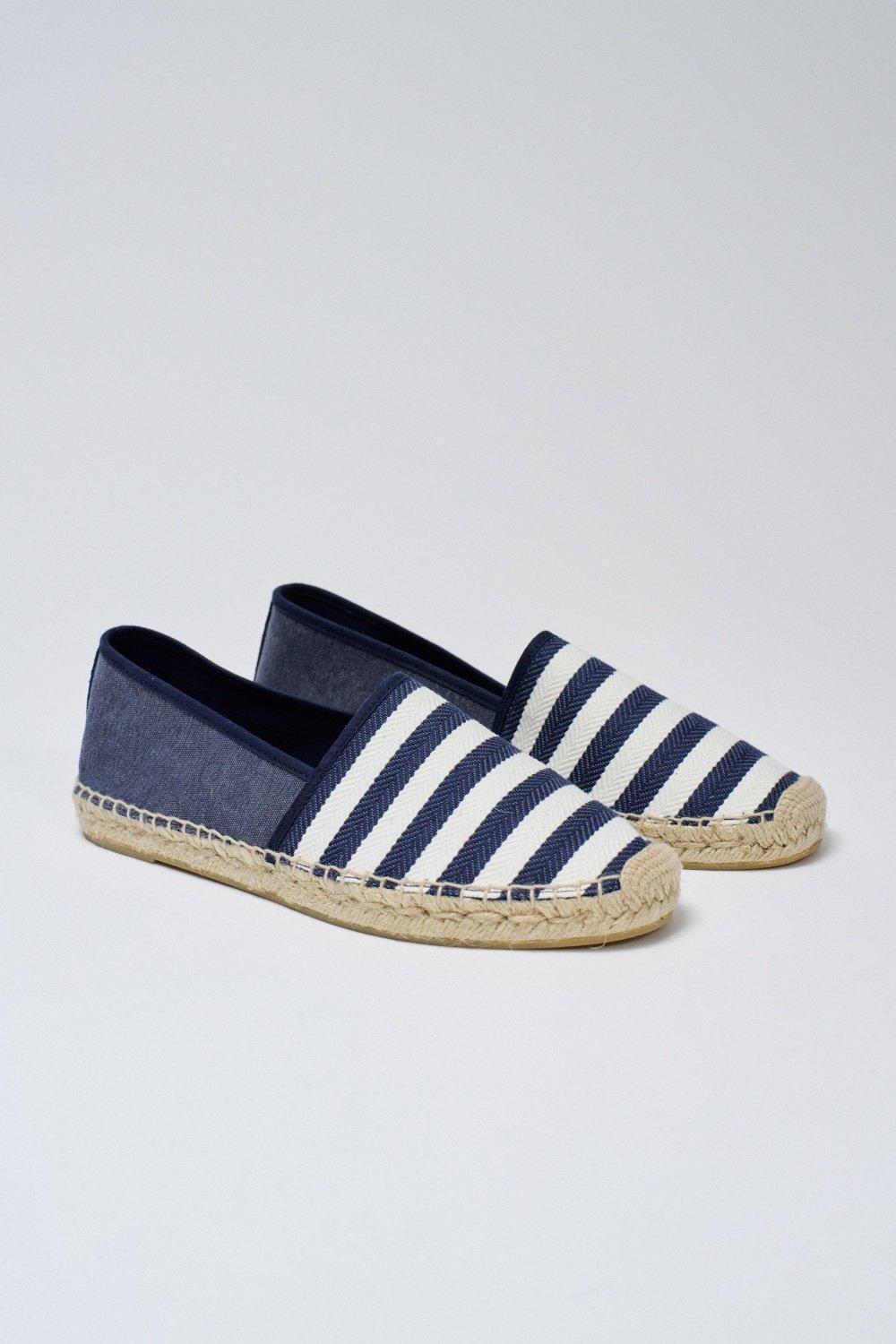 Espadrilles With Stripes, Navy, medium