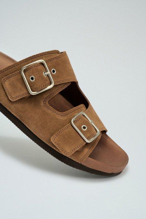 Brown Leather Sandals With Buckles, , large image number 1