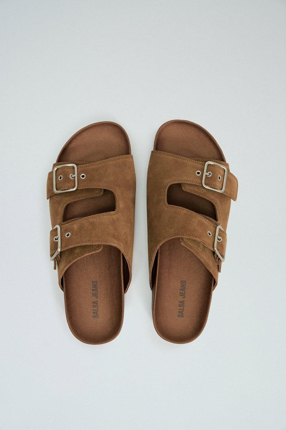 Brown Leather Sandals With Buckles, , large image number 3