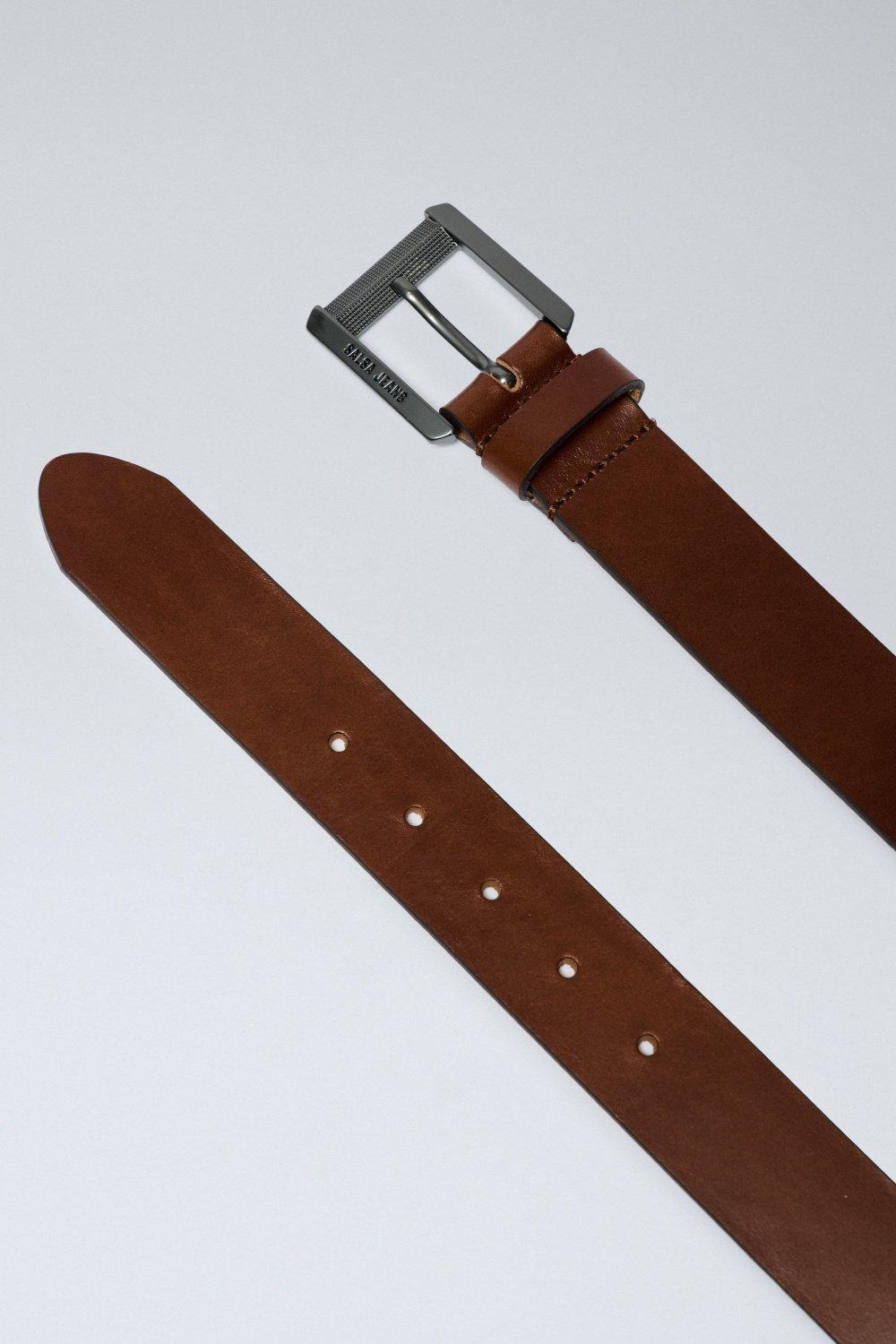 Brown Buckle Leather Belt, , large image number 4