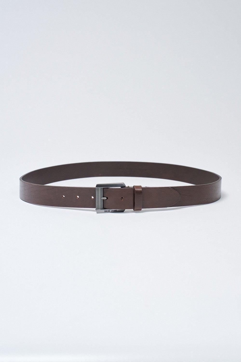 Leather Belt, Brown, medium