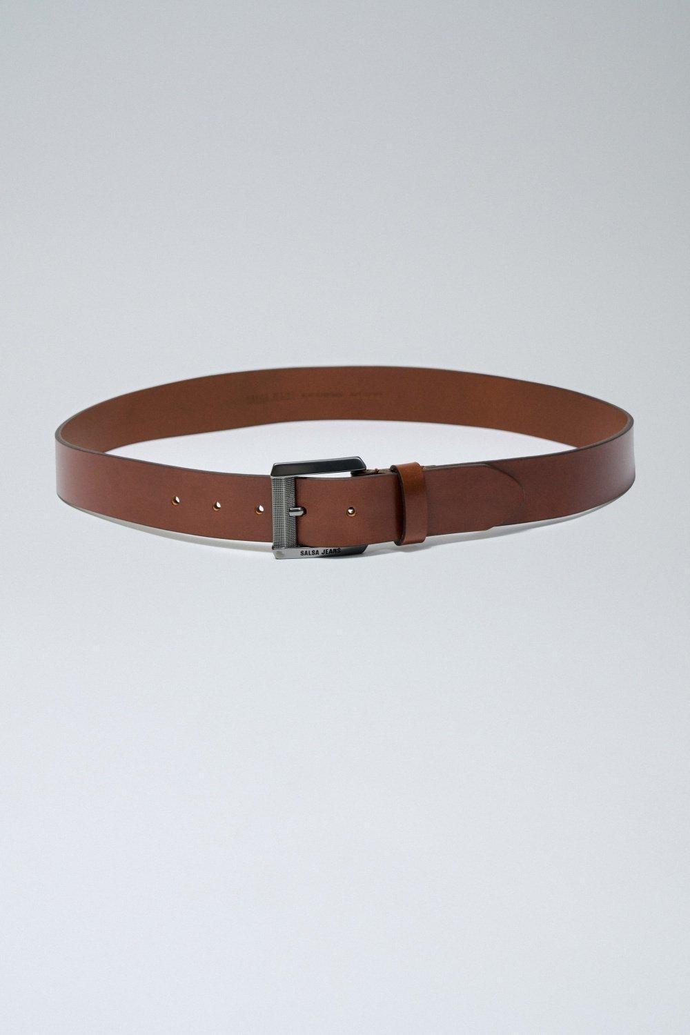 Leather Belt, Brown, medium