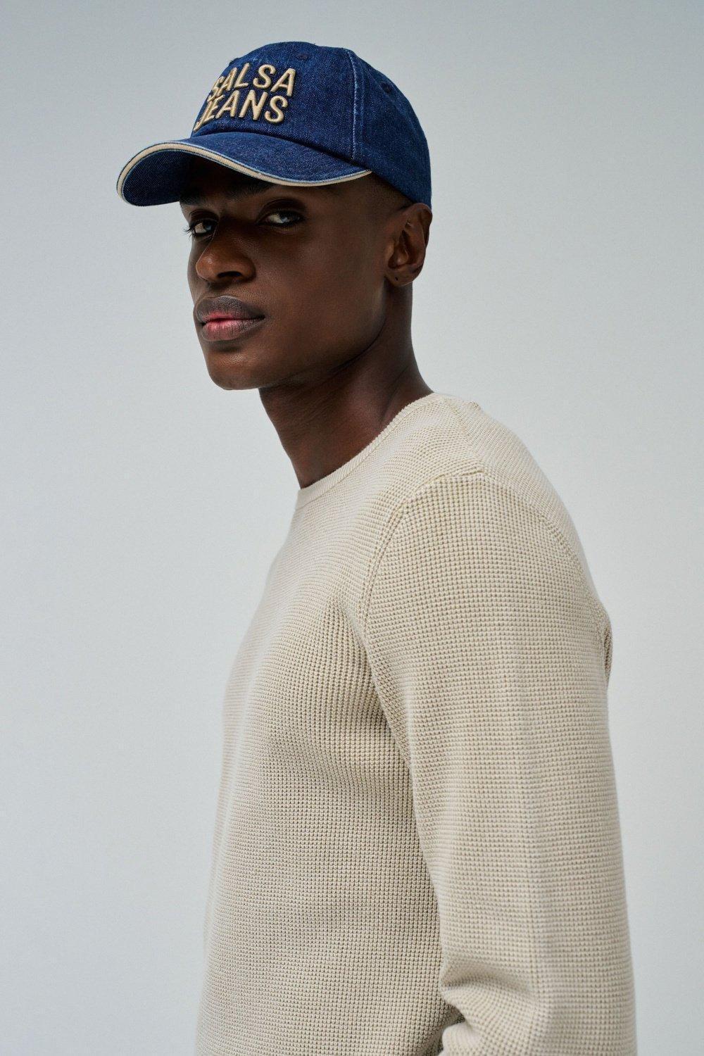 Denim Cap With Branding, Navy, large image number 1