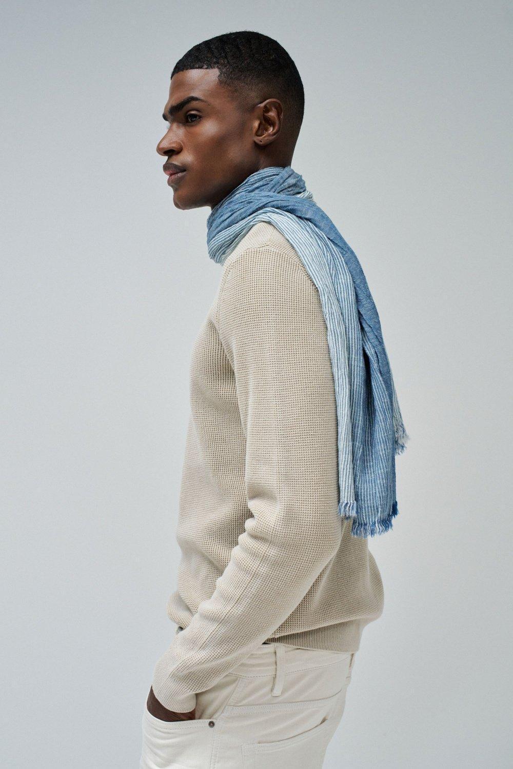 Striped Scarf, Blue, large image number 1