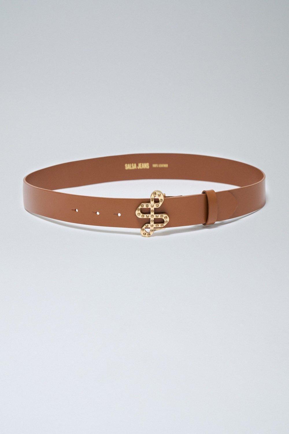 Brown Engraved Logo Buckle Leather, , large image number 0
