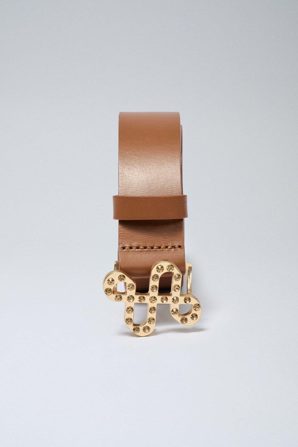 Brown Engraved Logo Buckle Leather, , large image number 3