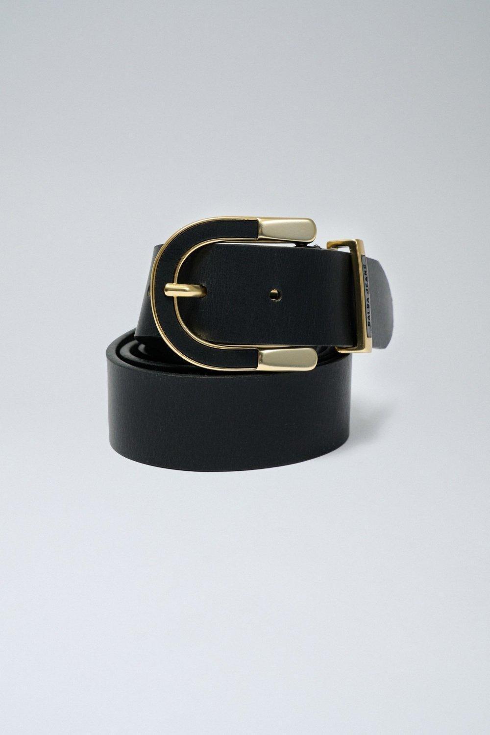Black Buckle Leather Belt, , large image number 2