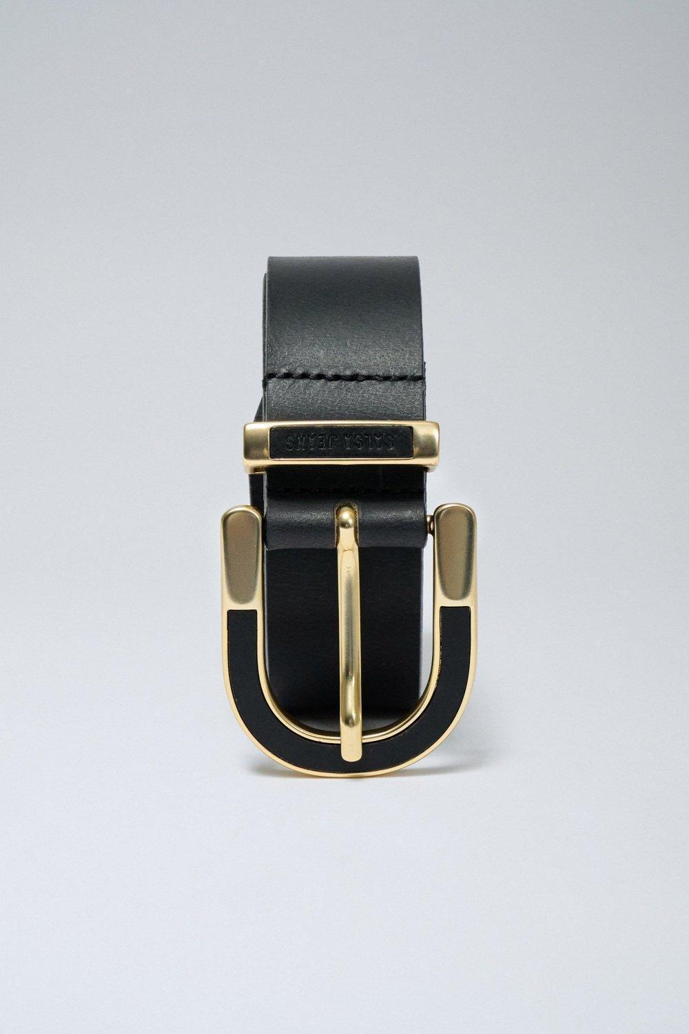 Leather Belt With Lined Leat, Black, large image number 3