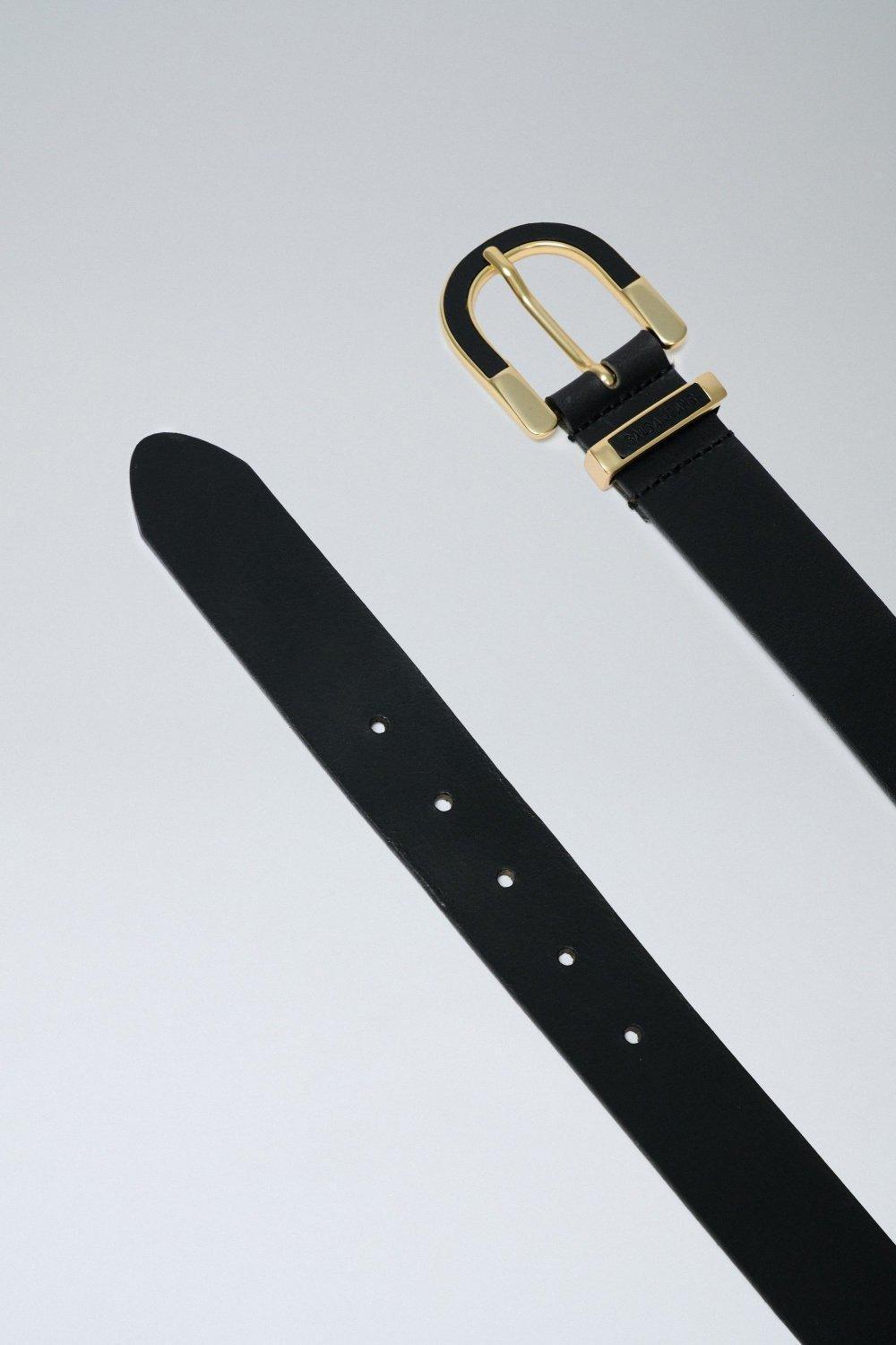 Leather Belt With Lined Leat, Black, large image number 4