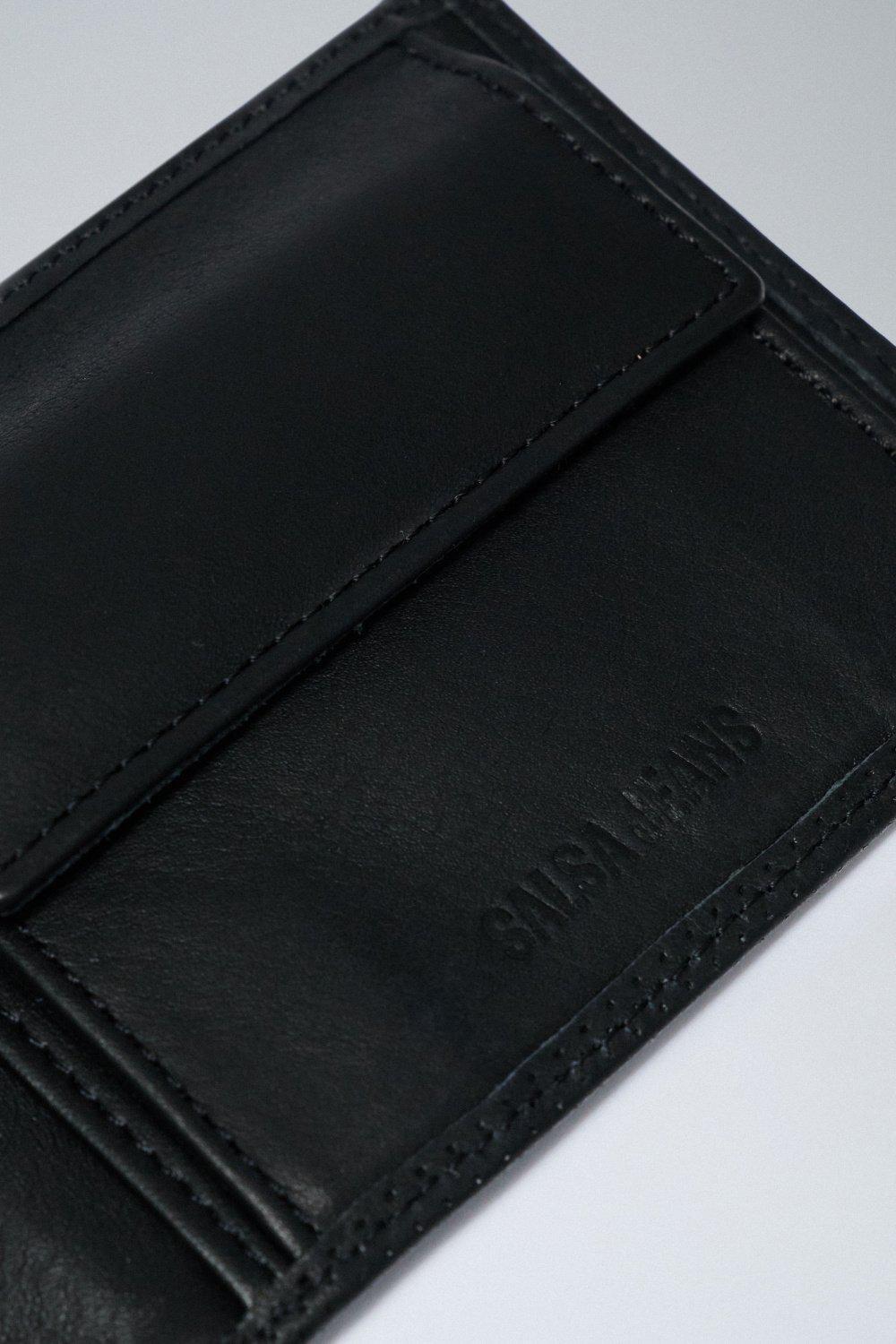 Black Leather Bi-Fold Wallet, No Colour, large image number 1