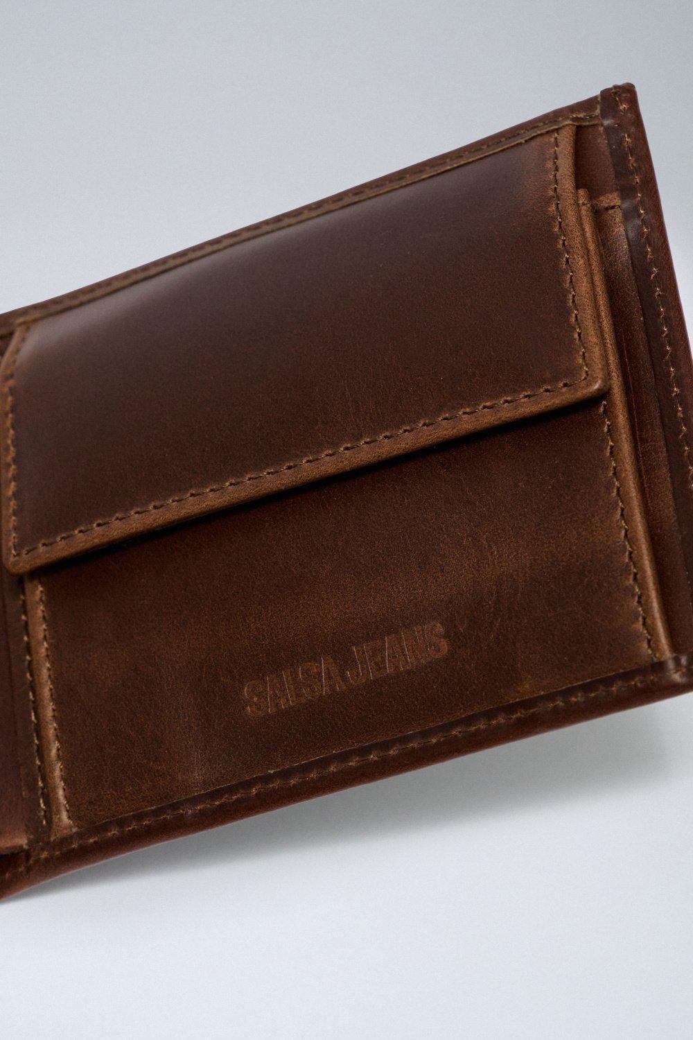Leather Wallet, Brown, medium