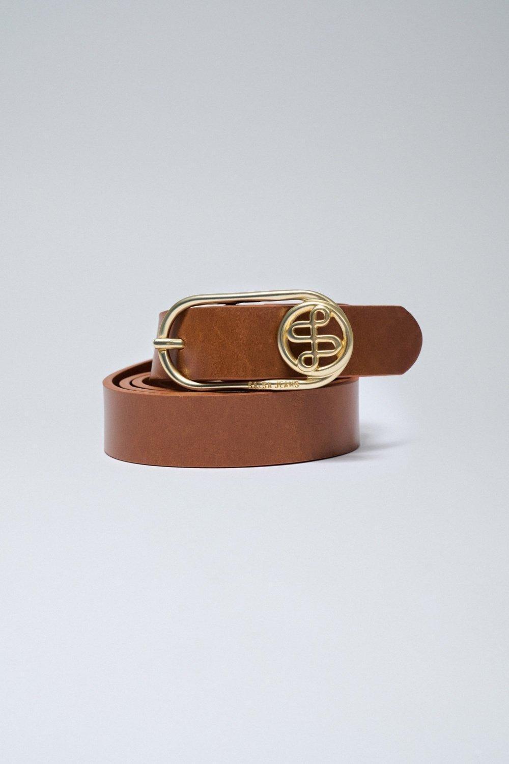 Brown Buckle Leather Belt, , large image number 2