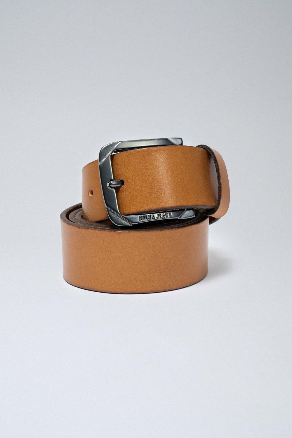 Leather Belt, Brown, medium