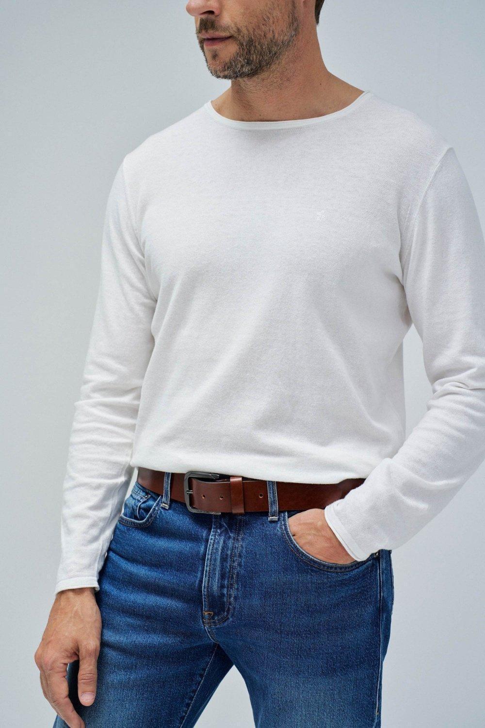 Leather Belt, Brown, large image number 1